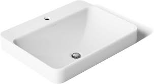 New Kohler K-2660-1-0 Vox 22" Rectangle Vessel Sink w Overflow Faucet Deck White
