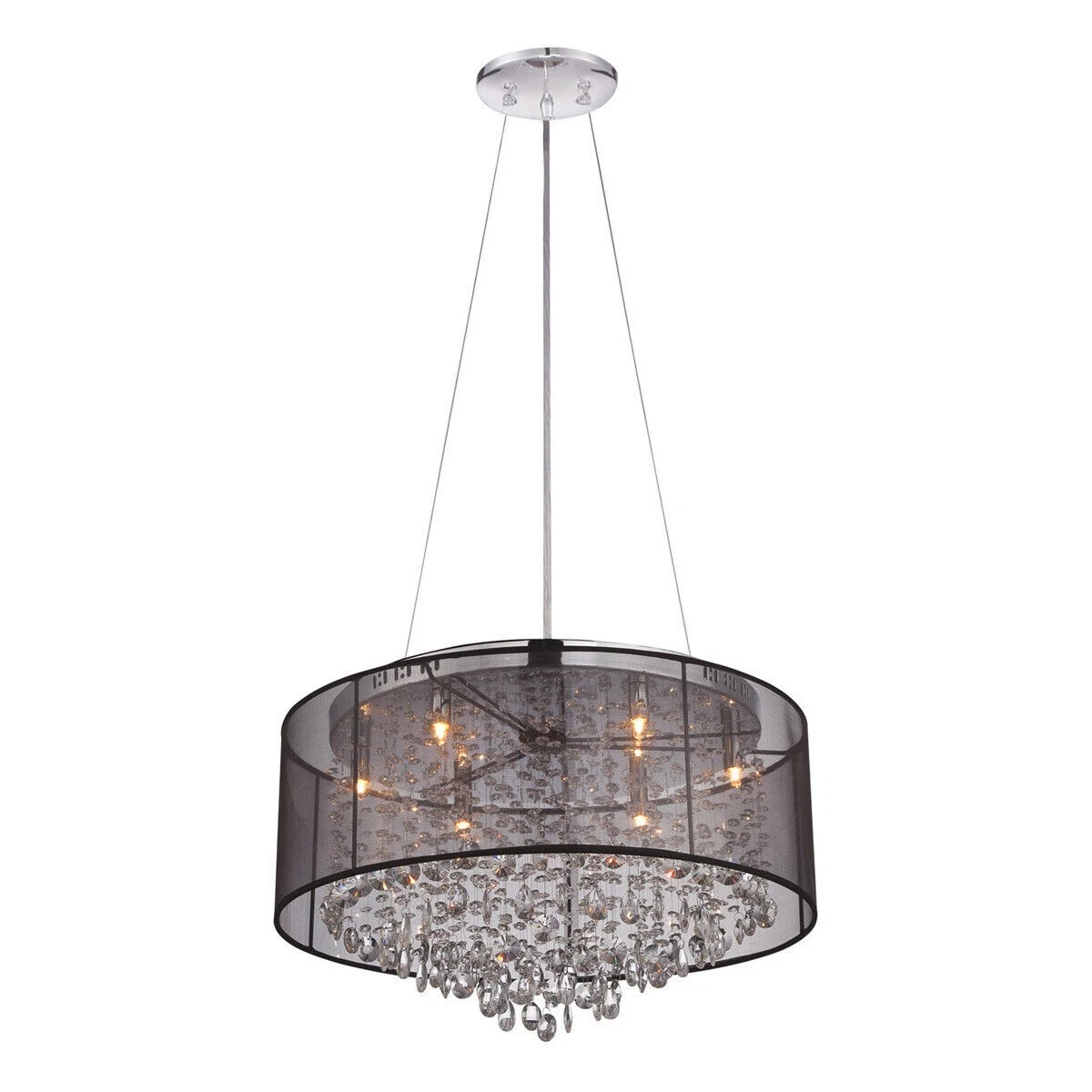 Avenue Lighting HF1505-BLK Riverside Dr. Semi-Flush Mount Black Organza Silk