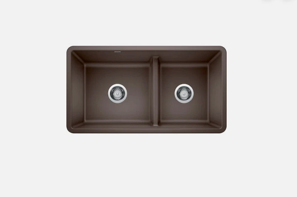 BLANCO 442528 Precis Silgranit Reversible 60/40 Double Bowl Undermount Kitchen
