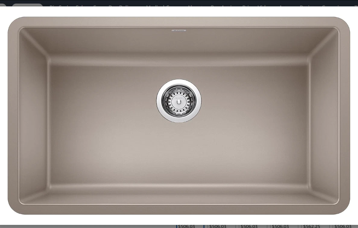 BLANCO 442531 PRECIS UdrMt Granite Composite 30" 1-Bowl Kitchen Sink Truffle