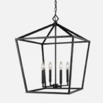 3254-MB 4-Light 20 in. Wide Taper Candle Matte Black Pendant by Millennium Light