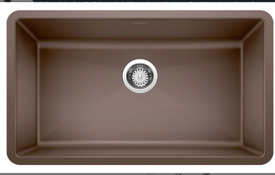BLANCO, Café Brown 440147 PRECIS SILGRANIT Super Single Undermount Kitchen Sink,