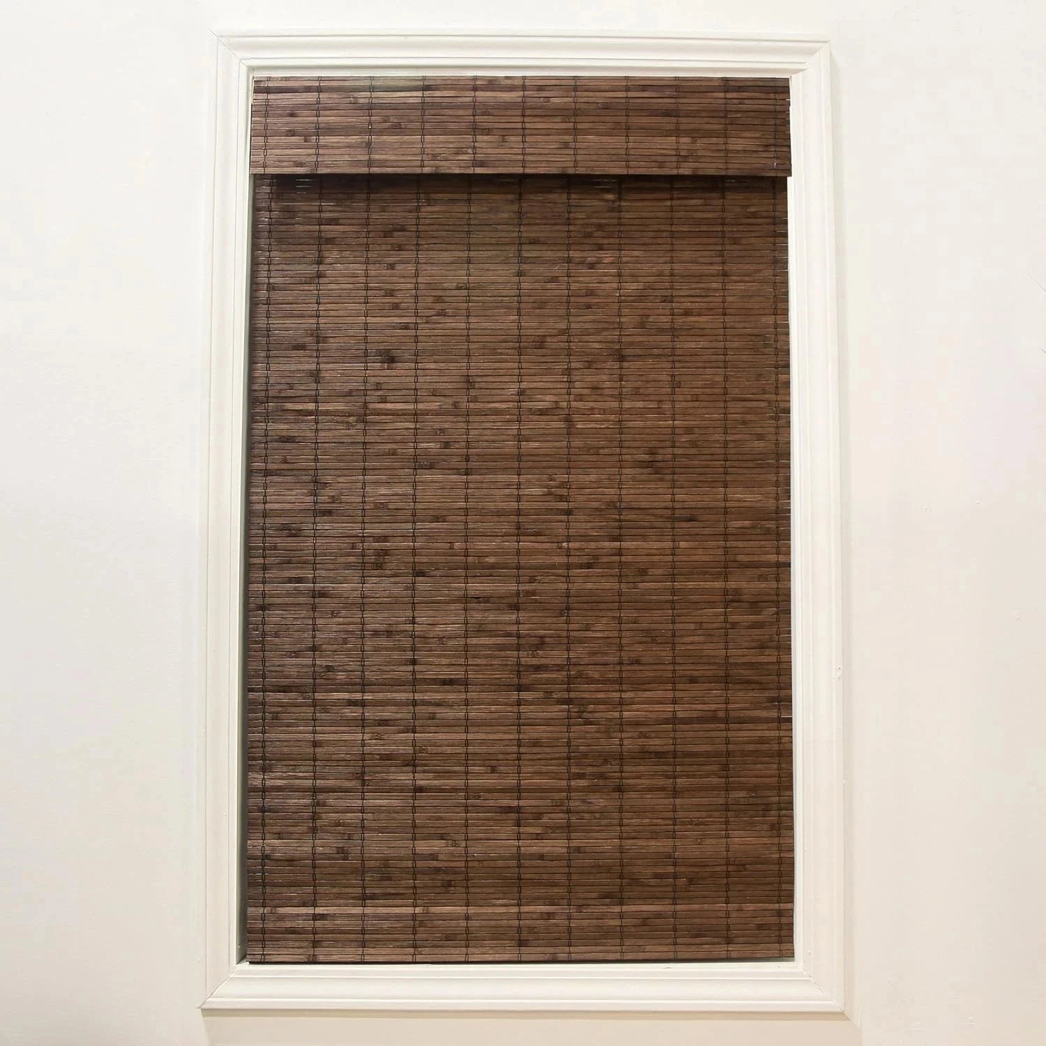 Cordless Bamboo Roman Shades for Windows - Flatstick Bamboo Blinds for Semi-P...