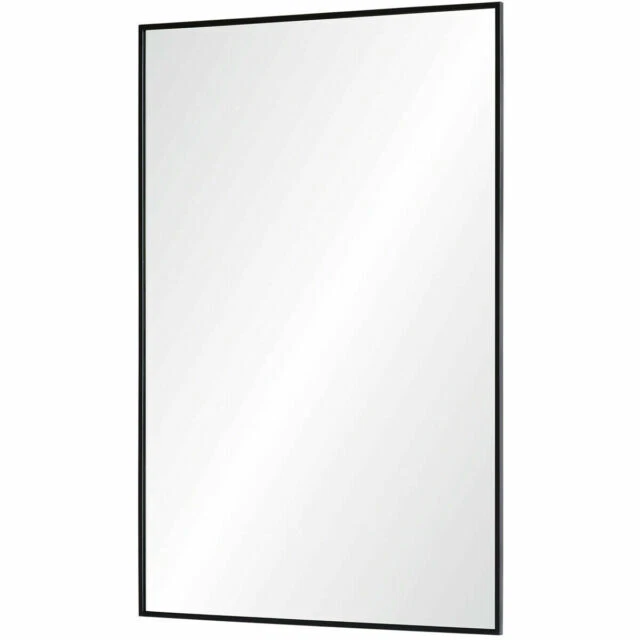 36" X 24" Casual Contemporary Iron Framed Vanity Bath Wall Mirror - Matte Black