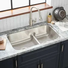 Mirabelle 34" Double Bowl Kitchen Sink stainless undermount