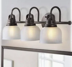 JONATHAN Y 25.25 in. 3-light Oil Rubbed Bronze Metal/Glass LED Vanity Light