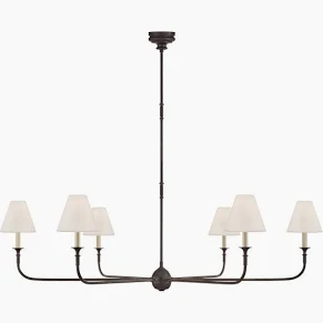 Thomas O'Brien Piaf 6 Light 58 inch Aged Iron and Ebonized Oak Chandelier Ceilin