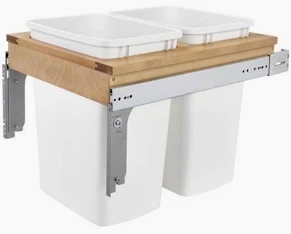 Rev-A-Shelf Double 35 qt. Pullout Top Mount Waste Bin, White, 4WCTM-18DM2-162