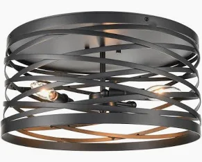 929 Lighting 3 Light Metal Flush Mount Ceiling Fixture in Matte Black