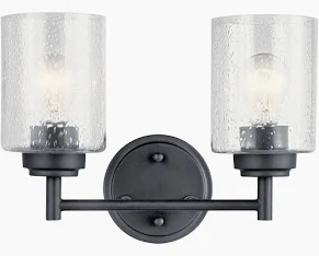 KICHLER 45885BK Winslow Vanity, 2-Light 150 Total Watts, Black, 12.75"