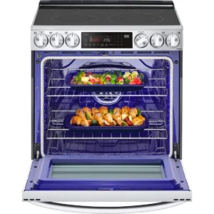 LG LSEL6335FE 30 Inch Smart Slide-In Electric Range with 5 Radiant Elements, 6.3 Cu. Ft. Oven Capacity, ProBake Convection®, Storage Drawer, InstaView ™ Window, Easy Clean, Self Clean, Energy Star Certified and Sabbath Mode - Image 7
